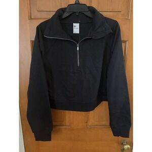 Women's All In Motion Black Cropped Fleece Athletic Sweatshirt Size Medium NWT